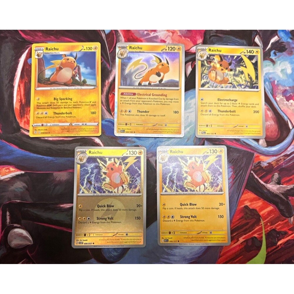 Pokémon TCG Raichu 5 Card Lot – 050/203 026/165 064/193 056/217